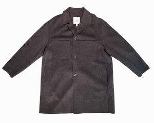COS Men's Wool Blend Oversize Dark Gray 4-Pocket Button-Up Coat Size 42R